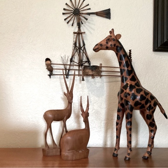 Leather Wrapped Giraffe Figurine Handmade And Painted With Glass Eyes VTG EUC - Picture 1 of 16